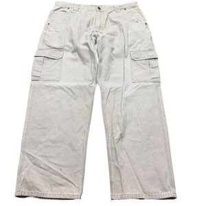 Insect Shield Mens Cargo Pants 36x30 Tan Cotton Canvas Bug Repellent FTC Hiking
